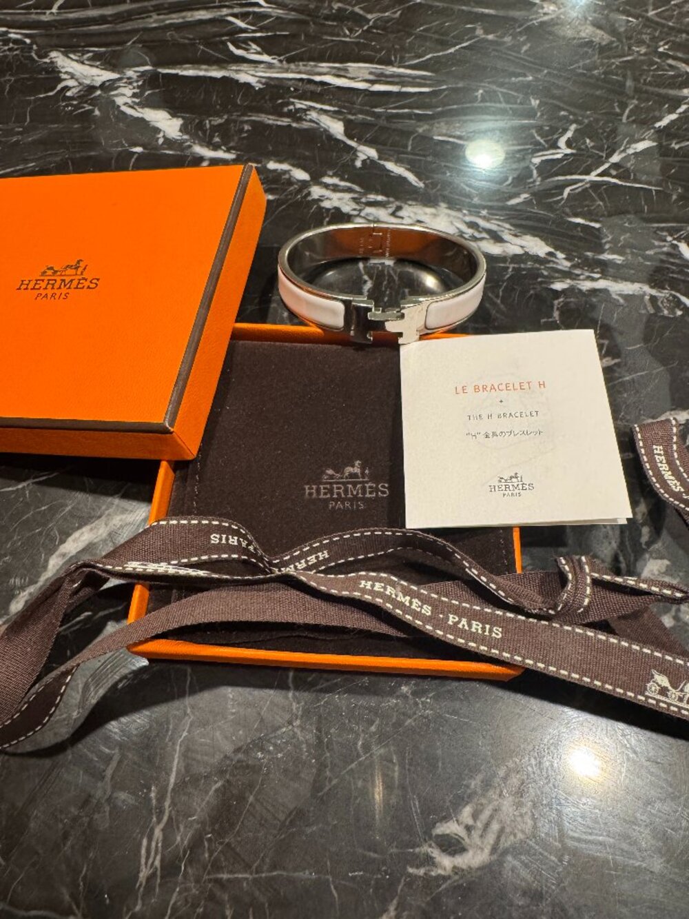 Hermes H Bracelet White PM